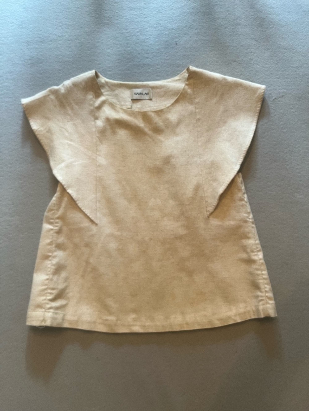 SAM & LAVI Beige Linen Short Sleeve Top - Size Large - Elevated Basics